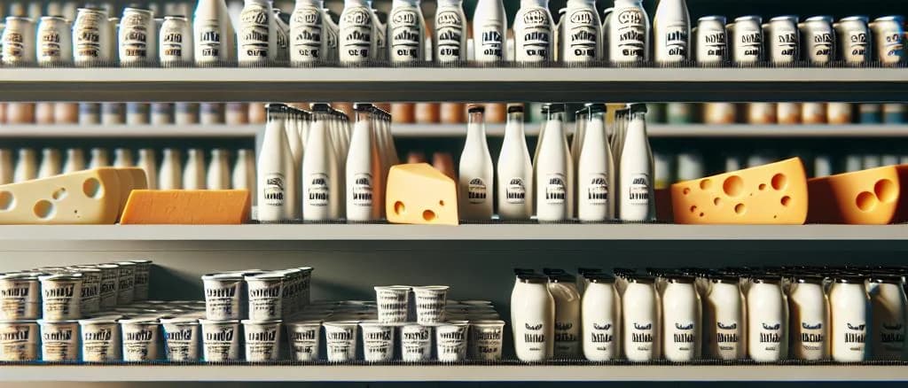 Dairy-Free products including oat milk, almond milk, and coconut yogurt in various packaging forms