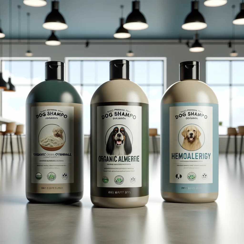 premium dog shampoo bottles in bulk packaging across different variations