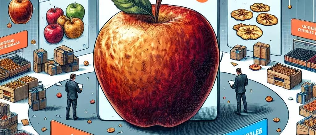 Variety of dried apple slices in different packaging