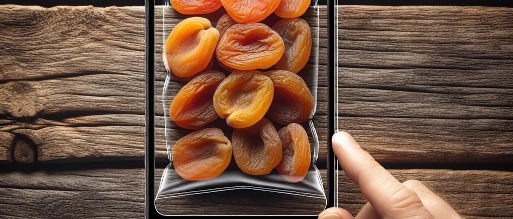 vibrant dried apricots with various packaging on neutral background