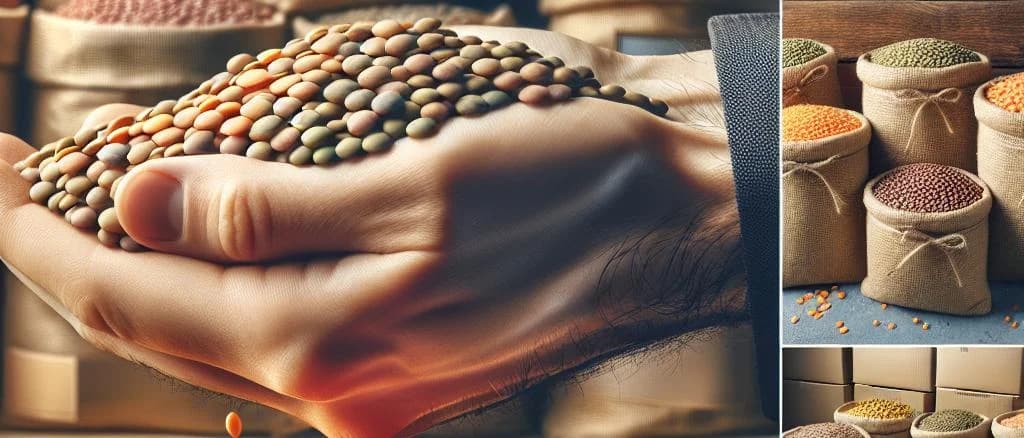 Various packs of dried lentils in different packaging, showcasing quality and variety