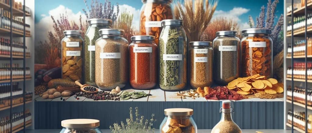 various dehydrated food products with diverse packaging