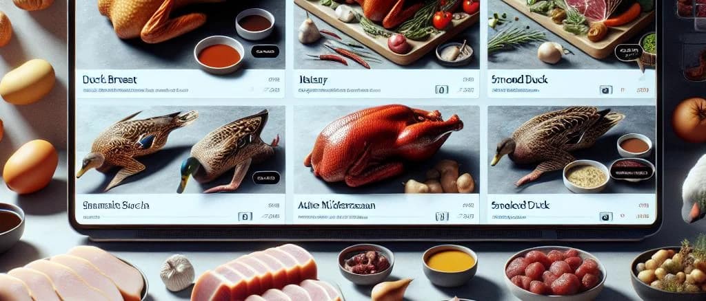 Assorted duck products with various packaging options