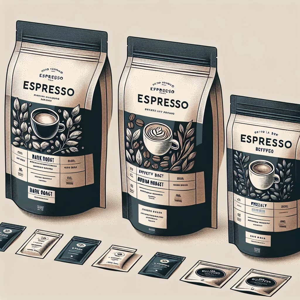 espresso variations with minimalistic packaging suitable for bulk and B2B wholesale, displayed on a neutral background