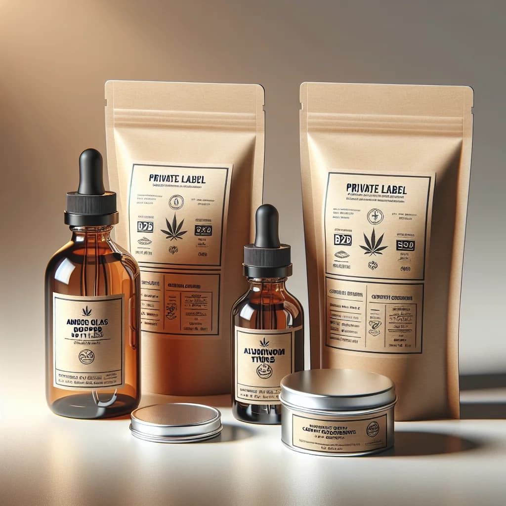 various types of extract in sleek packaging on a professional background showcasing private label, bulk, and wholesale options