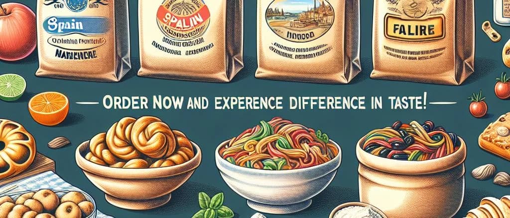 assorted farine products in sustainable packaging on a wooden table