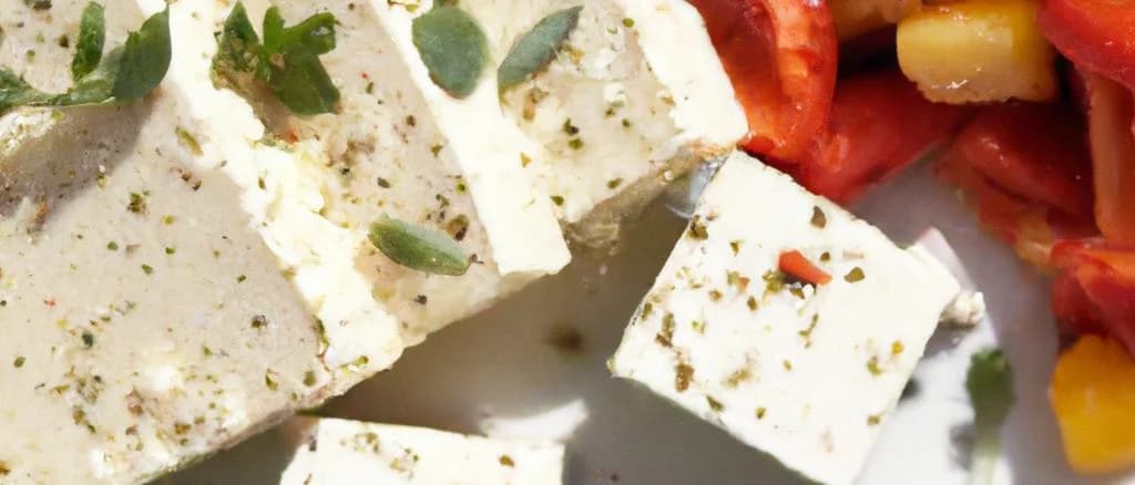 Feta Blocs with customizable packaging on rustic wooden table