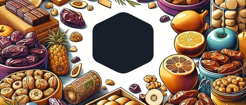 Assorted filled dates in elegant packaging on a neutral background