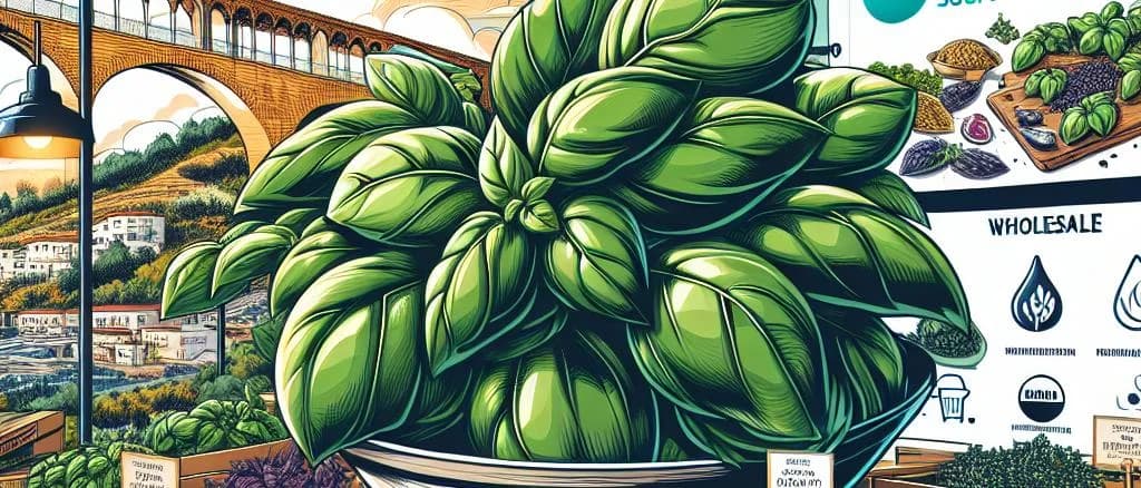 Fresh basil packaging with vibrant green leaves, isolated on a white background