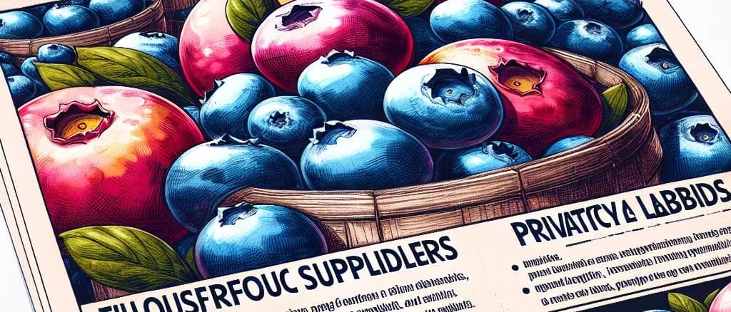 Fresh blueberries in various packaging on rustic wooden background with sprigs of mint