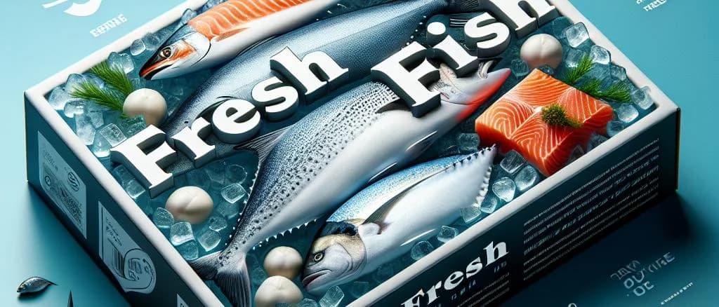 variety of fresh fish on ice, showcasing different species and sizes