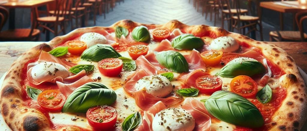 Assorted fresh pizzas with various toppings on wooden boards