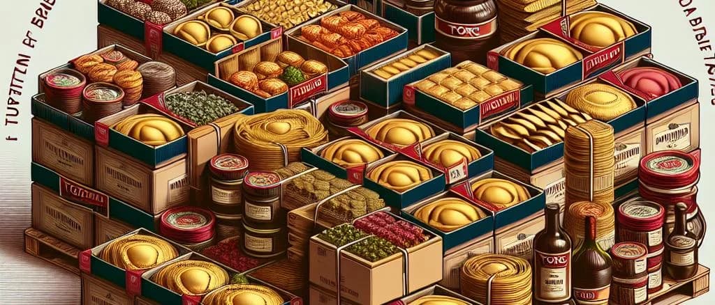 Assorted variations of fresh ravioli, showcasing different fillings and packaging options on a wooden background.