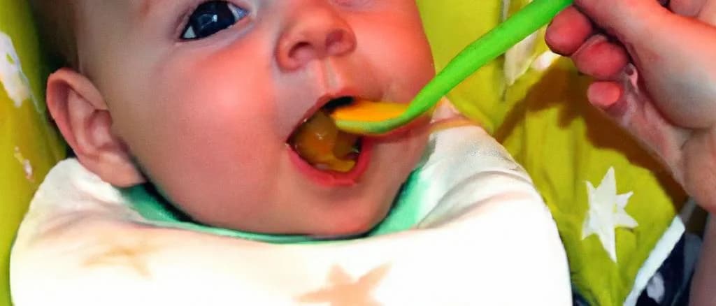 variety of baby food jars from 4 months with different flavors on a wooden table