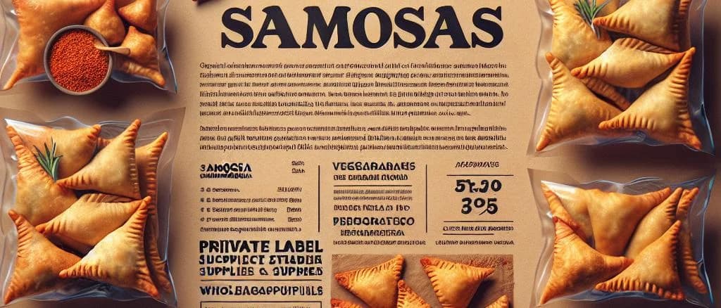 assorted frozen samosas with different fillings on a wooden platter