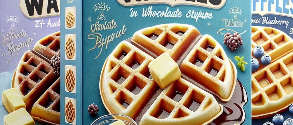 variety of frozen waffles on different backgrounds