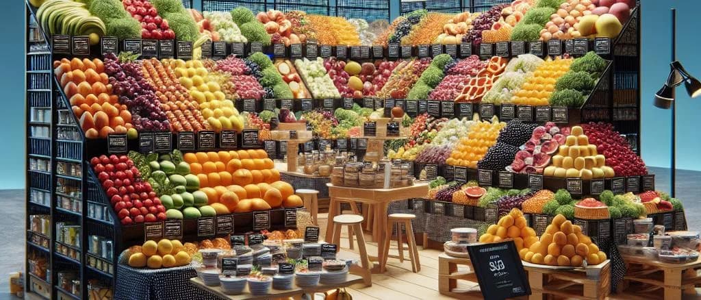colorful, fresh fruit salad variations in transparent bowls on wooden table