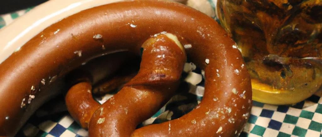 Assorted German sausages with various packaging options displayed on a rustic wooden background