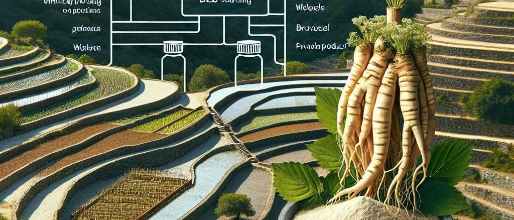 Various types of packaged ginseng products with natural and organic labeling