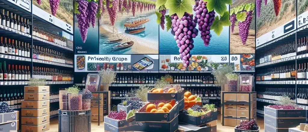 fresh grapes assortment with diverse packaging