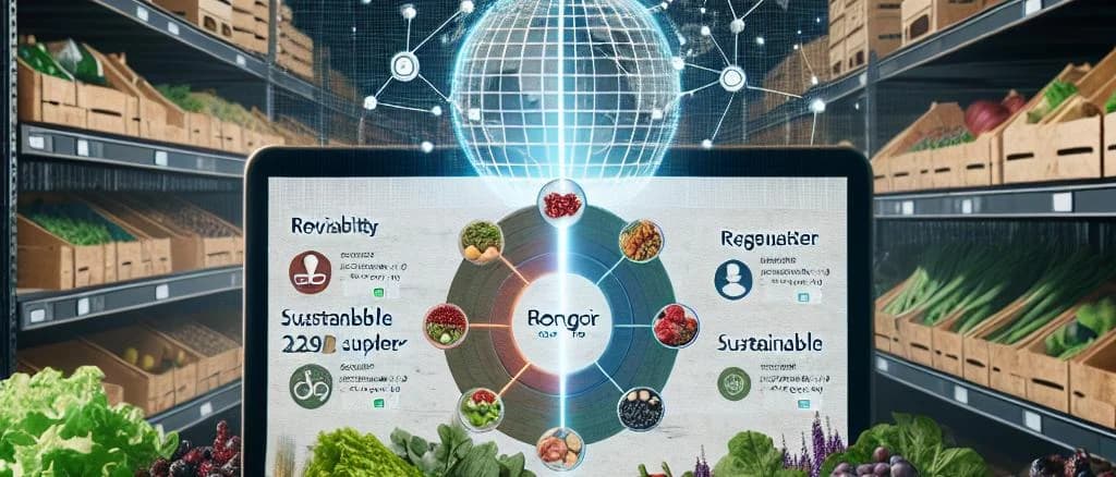 Variety of packaged grocery products on a wooden shelf