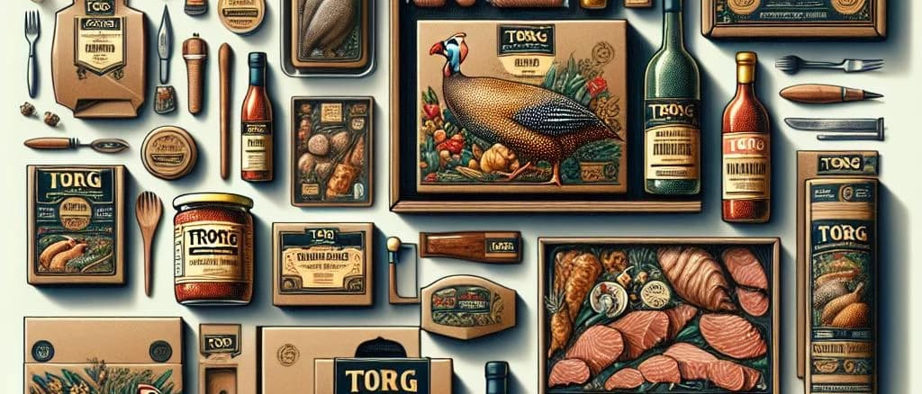 assorted guinea fowl meat cuts with various packaging options on a rustic wooden background