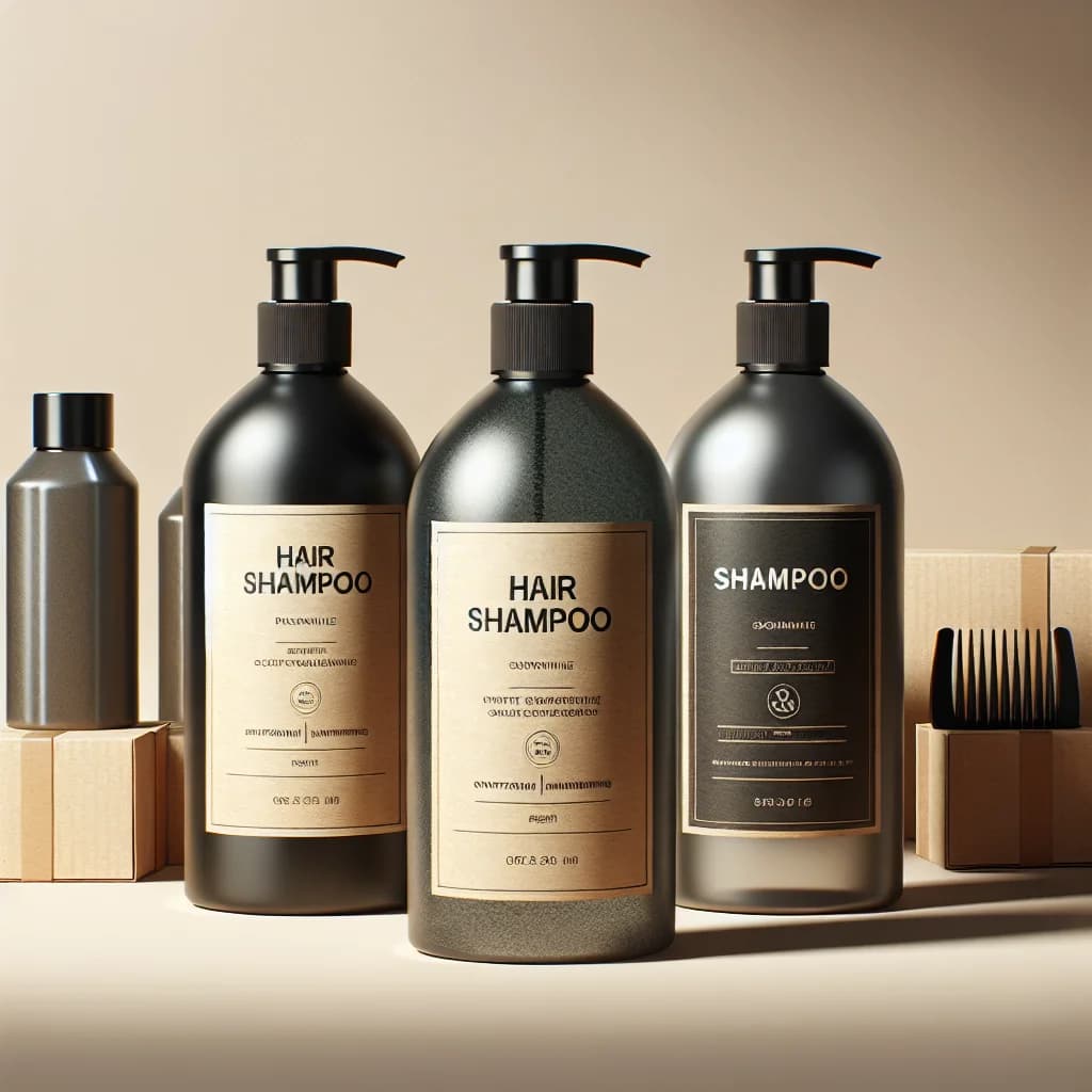 assorted hair shampoo bottles on a clean background with varied packaging designs