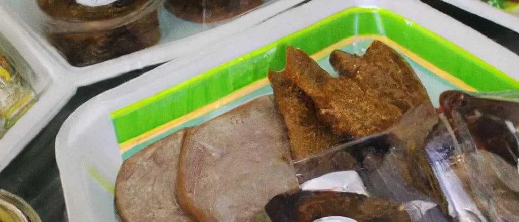 assorted ham substitutes with various packaging on rustic wooden background