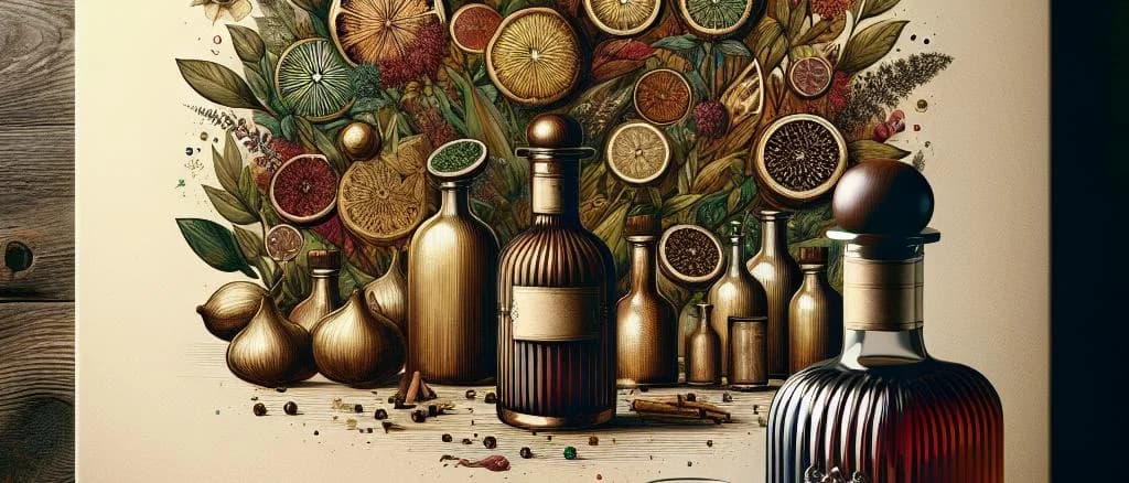 Assorted bottles of herbal liqueur displaying variety and packaging styles