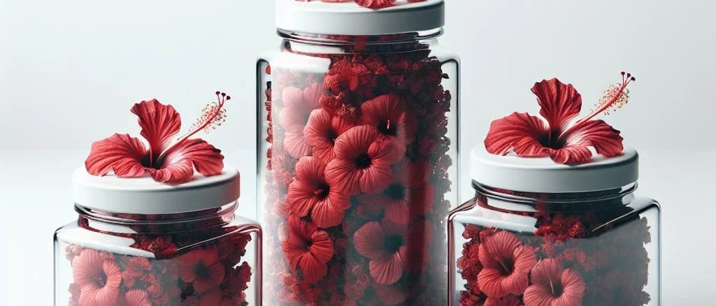 hibiscus flower products in vibrant packaging
