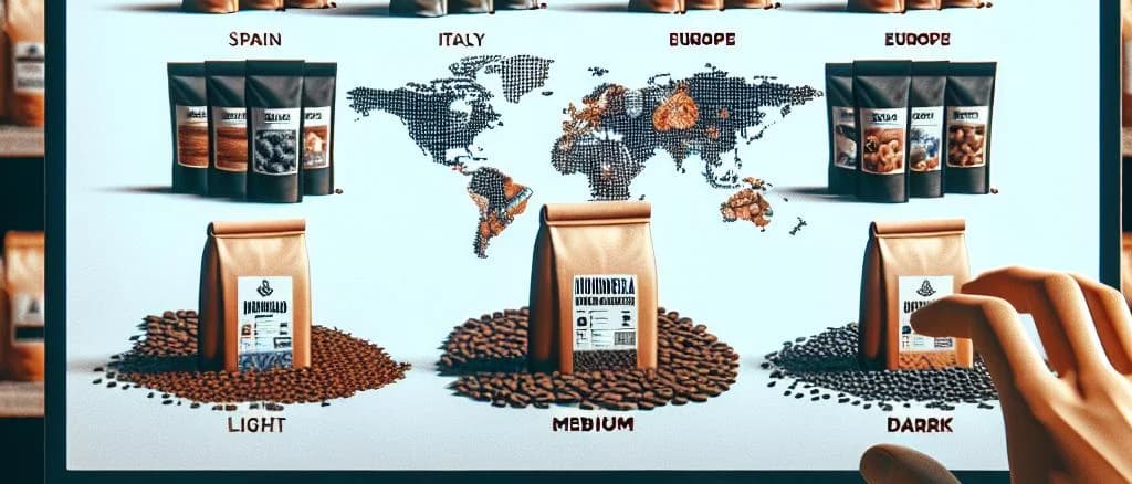 Assorted variations of premium Honduras Coffee packaging showing organic certification and sustainable sourcing labels