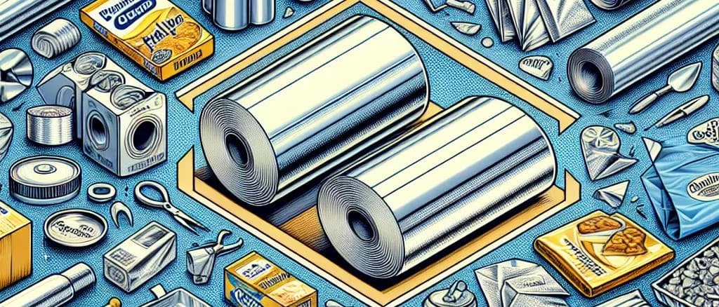 diverse household foil packaging on wooden table