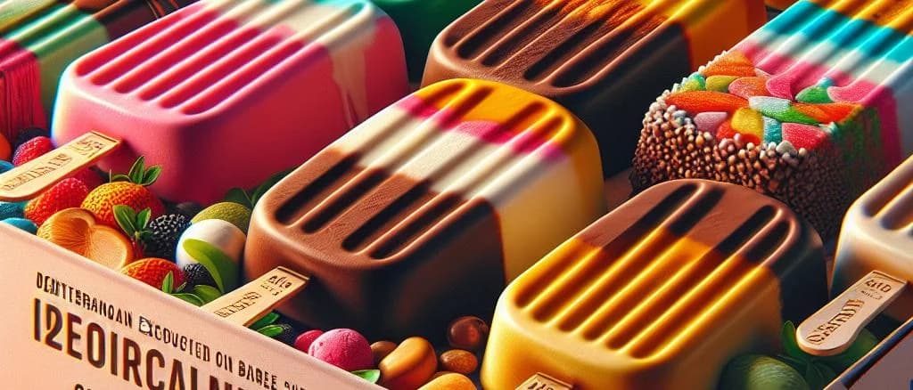 assorted varieties of ice cream bars with diverse packaging