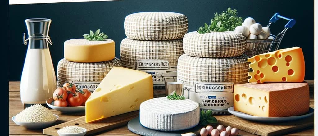 Italian cheeses displayed on a rustic wooden board with various textures and colors