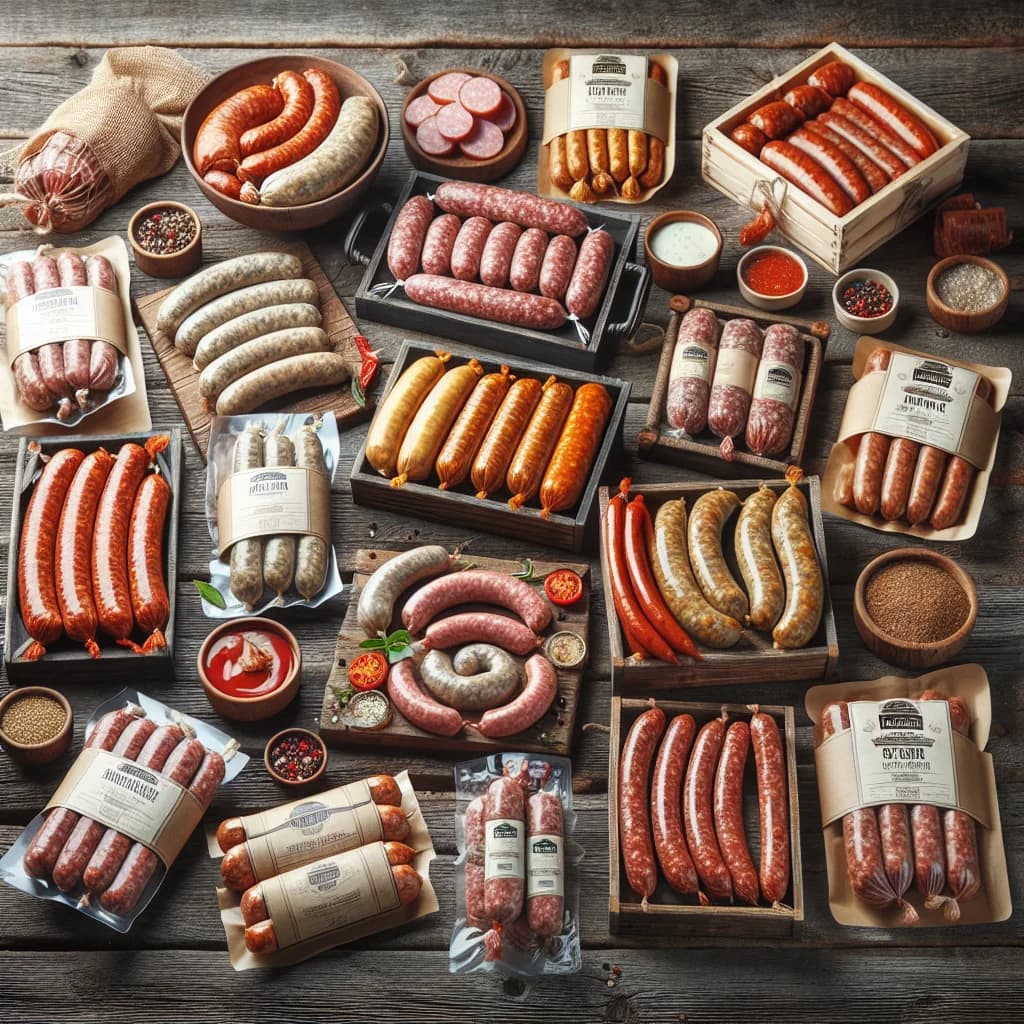 premium italian sausage packaging in gourmet and bulk options with artisanal textures and authentic labeling
