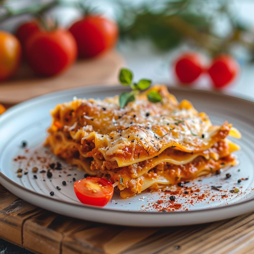 Variations of packaged lasagne with Italian ingredients