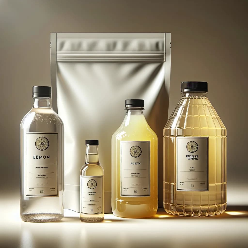 lemon syrups in varied packaging for wholesale and B2B buyers, displayed against a neutral background