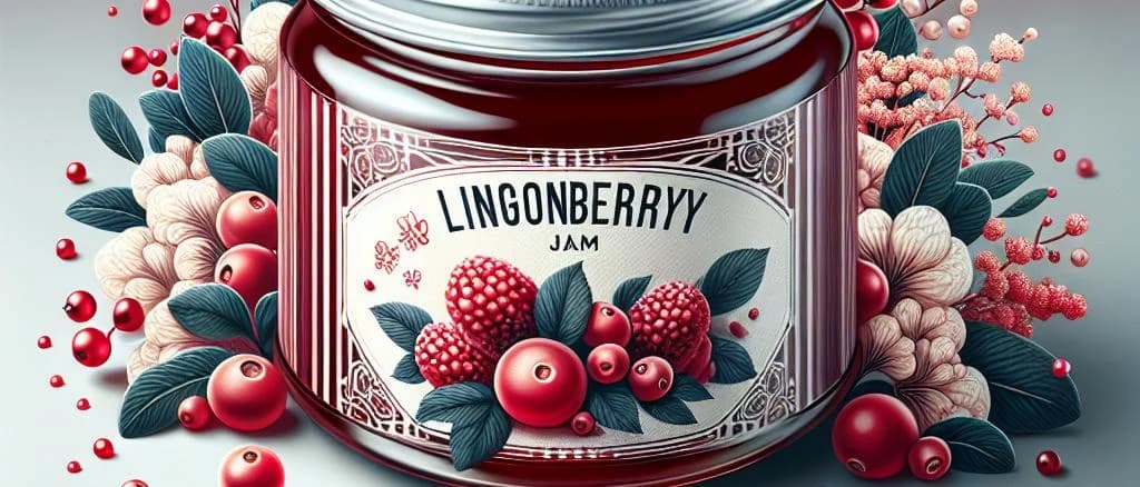 lingonberry jam jars with different labels and packaging