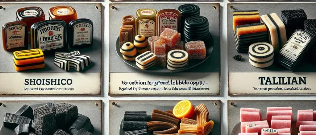 assorted liquorice varieties with vibrant packaging and flavors
