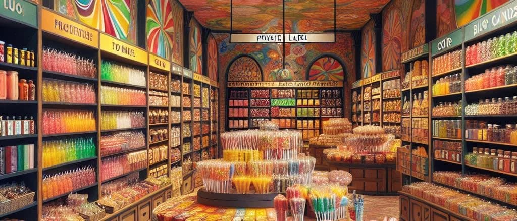 Assorted lollipops in various flavors and vibrant colors, displayed on a wooden background