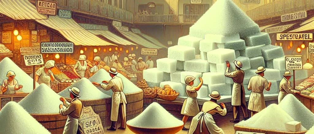 variety of lump sugar packaging on a wooden table showcasing different sizes and shapes