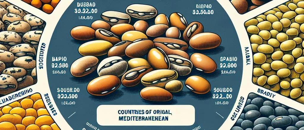 Multiple variations of packaged lupin beans on a rustic wooden table