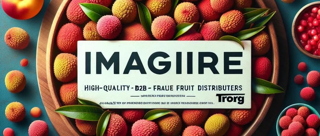 fresh lychees with various packaging options on a wooden background