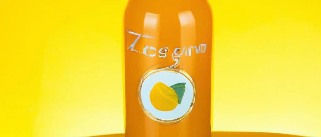 Various mango nectar bottles with tropical background