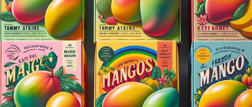 ripe mangoes in various packaging