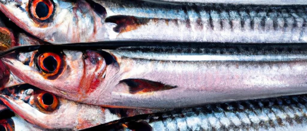 Assorted marlin products including fresh fillets, smoked slices, and canned marlin on a rustic wooden table with ocean-themed decor