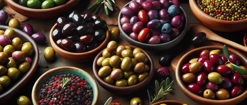 Assorted Mediterranean spices in jars with vibrant herbs and colorful packaging