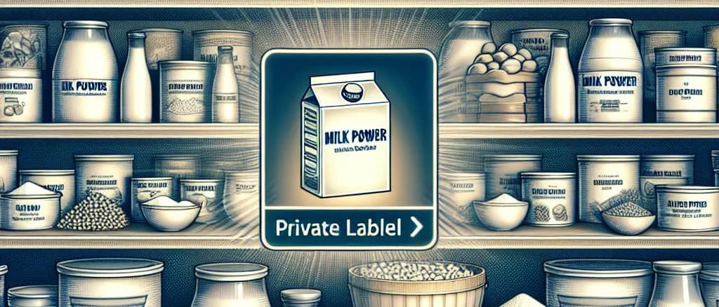 Assortment of milk powder packaging variations with dairy themes