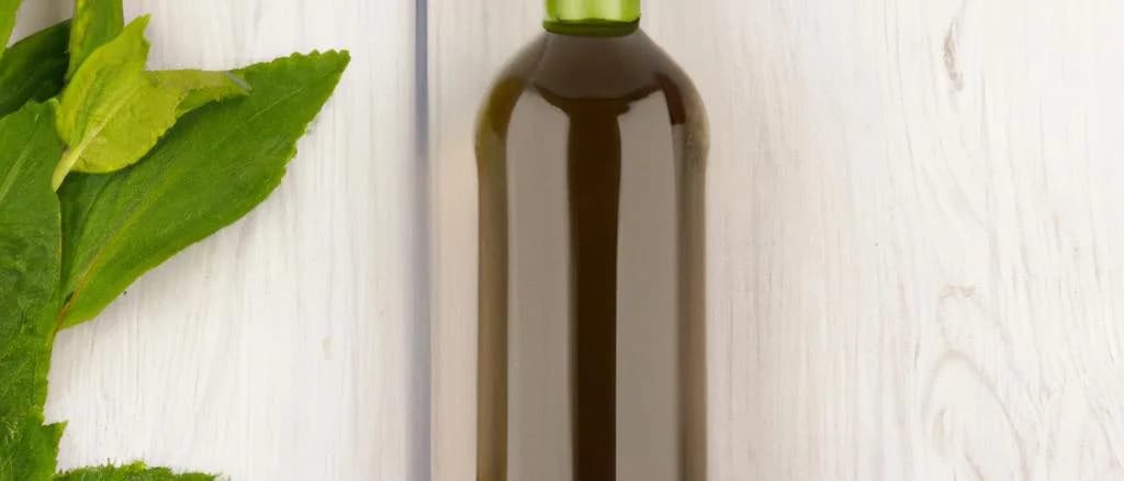 various bottles of mint syrup on a wooden table, showcasing different packaging and label designs