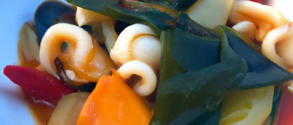 variety of mixed seaweeds on a natural background, showcasing different textures and colors